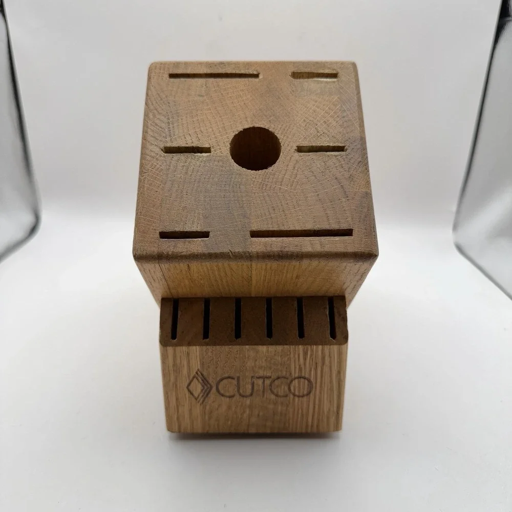Cutco Honey Oak Wood Knife Block Holder 13 Slot Storage 12 Knife's & 1 Sharpener